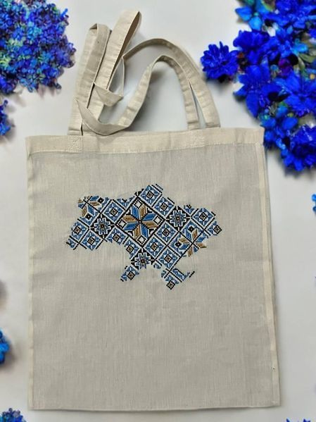 Екосумка з картою України, еко сумка з вишивкою , екосумка&nbsp;з 100 % бавовни 250204 фото