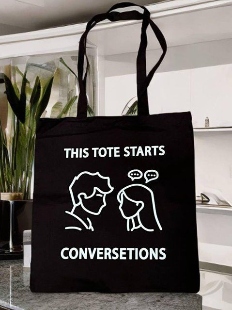 Екосумка зі 100% бавовни з принтом &ndash; &laquo;This Tote Starts Conversetions&raquo; 2500025889 фото